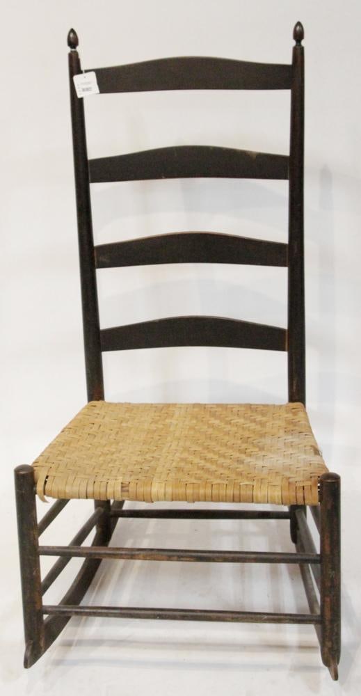 Antique Mt. Lebanon No. 6 Shaker Rocking Chair: Antique Mt. Lebanon, New York No. 6 Shaker rocking chair with cane seat, original finish, circa 1890, 42" H x 22" W.
