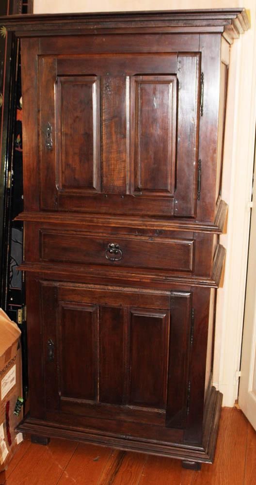 Antique French Tall Cabinet: Antique French tall cabinet, 75" H x 38" W x 24" D.