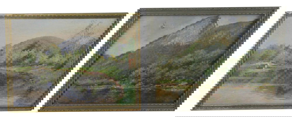 Frank Pierce French, Pair of River Views, Oil on Board (1 of 8)