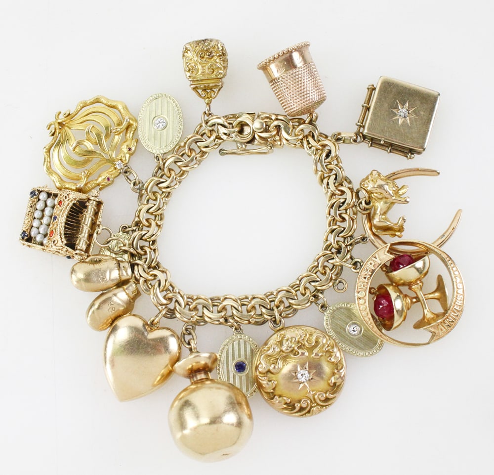 Gold Charm Bracelet 14k and 18k Charms (1 of 10)
