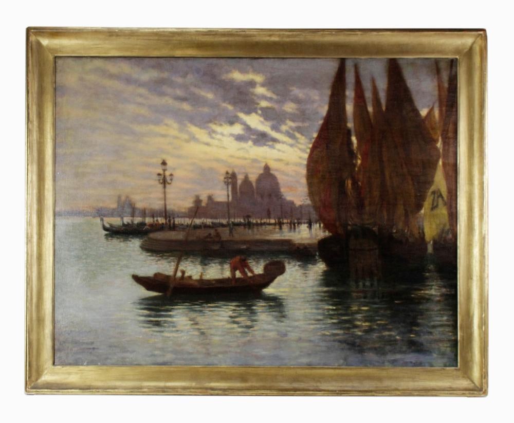 19thC French, Sunset View of Venice, Oil on Canvas (1 of 10)