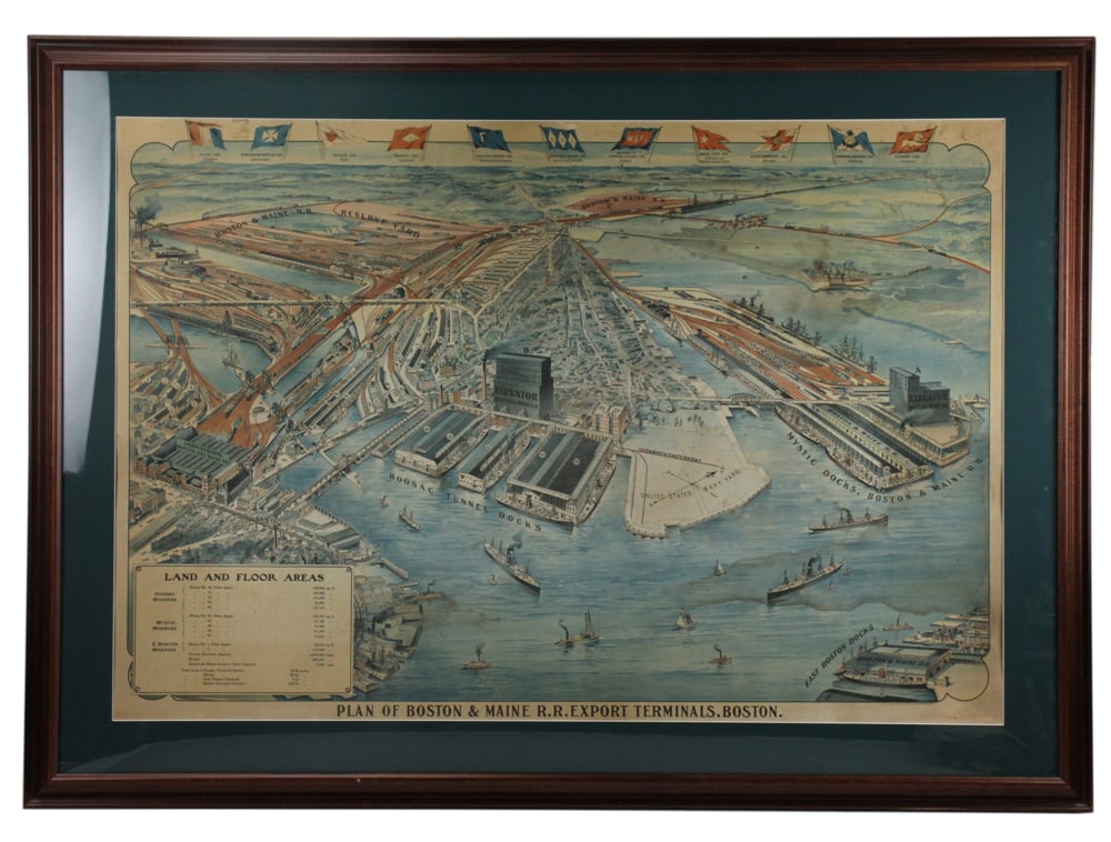 1905 George Walker Lithograph, Plan of Boston Terminals (1 of 10)