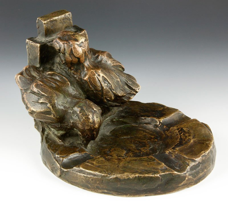 Valtat, Fountain Ashtray, Bronze: Louis Valtat (French 1869-1952), fountain ashtray, bronze, signed with foundry mark, C. Montagutelli, Paris, cire Perdu L.V., 4 1/2" x 7 1/2".