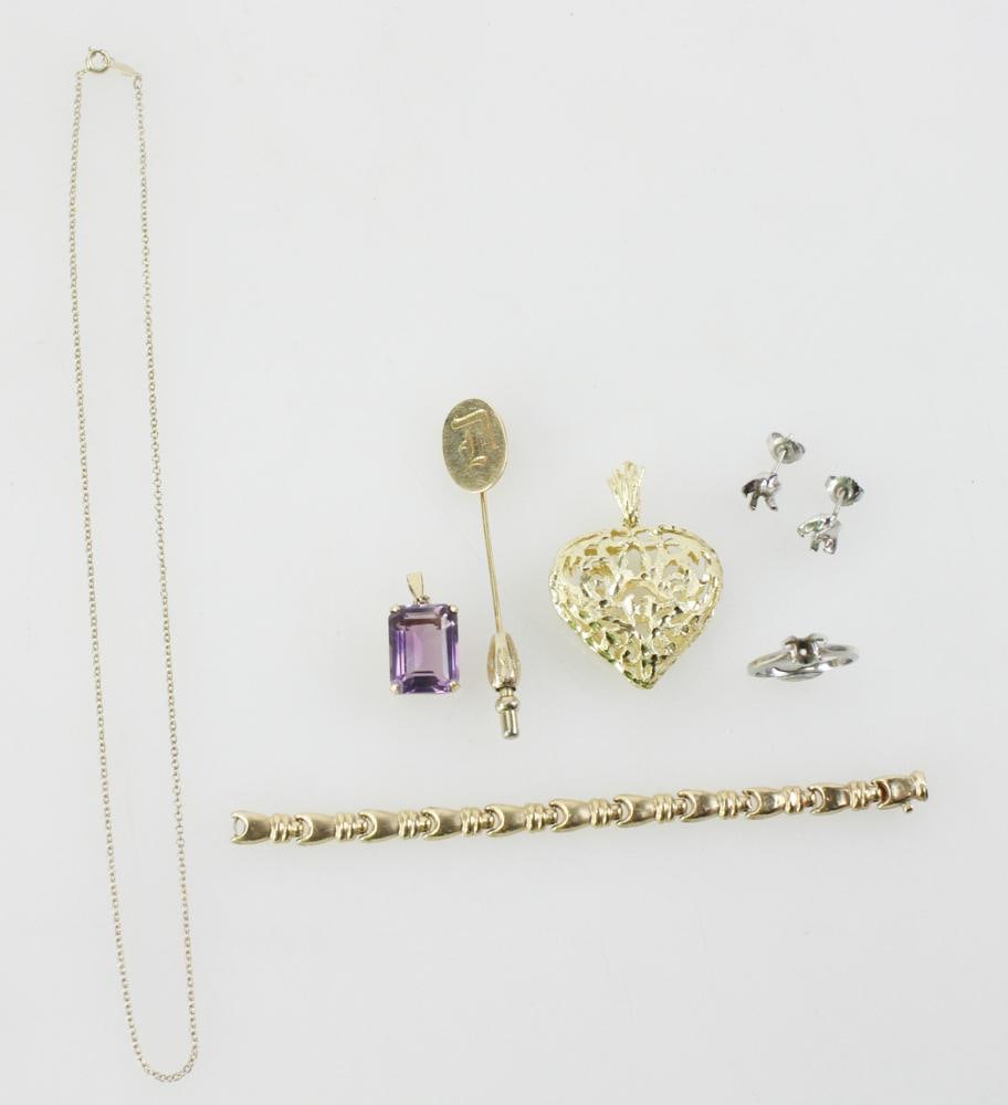 Collection of 14k Gold Jewelry, and 10k Gold Heart (1 of 11)