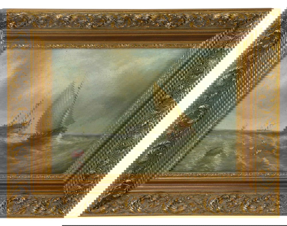 19thC American Seascape, Towing the Wreck (1 of 7)