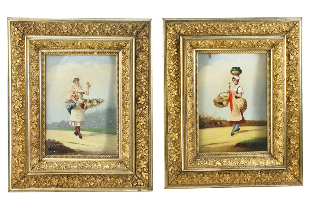 After Charles Delort, Paintings of Women with Wares (1 of 3)