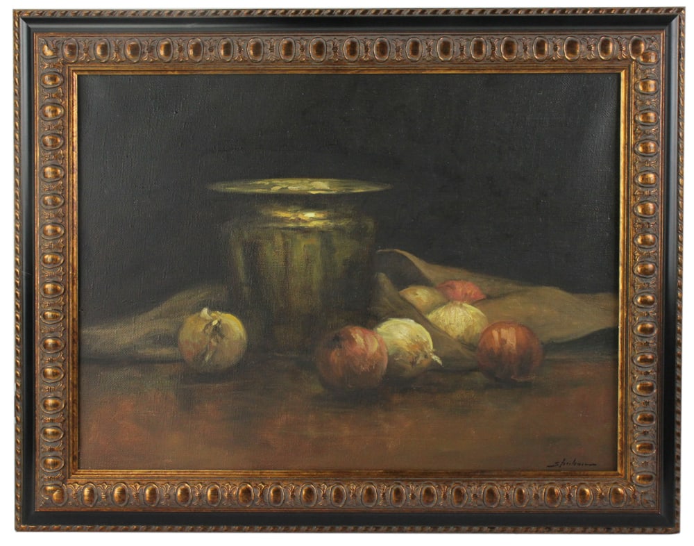 Dennis Sheehan, Still Life of Fruit, Oil on Canvas: Dennis Sheehan, still life of fruit, oil on canvas, signed L/R, 18" x 25", framed 23" x 25". Provenance: Danvers, Massachusetts collection.