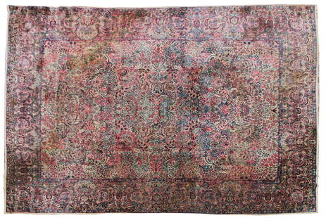 Antique Persian Lavar Kerman Rug: Antique Persian Lavar Kerman rug, 16' 8" x 10' 7". Provenance: Danvers, Massachusetts collection.