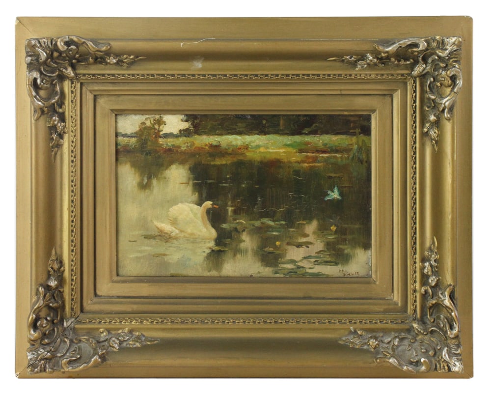 Val Davis, Swan in a Pond, Oil on Artist Panel (1 of 7)