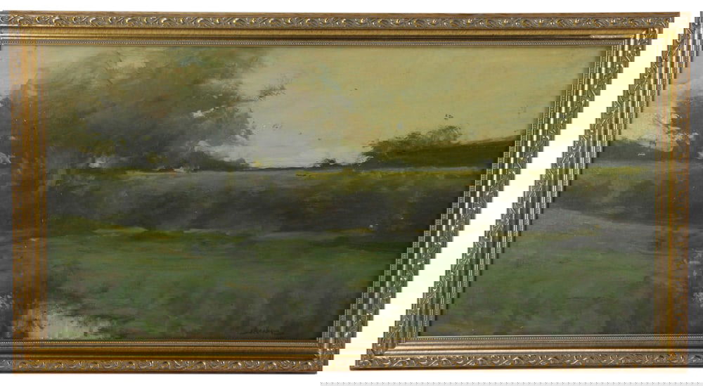 Dennis Sheehan, Landscape, Oil on Panel: Dennis Sheehan, landscape, oil on panel, signed L/R, 12" x 24", framed 14" x 26". Provenance: Danvers, Massachusetts collection.