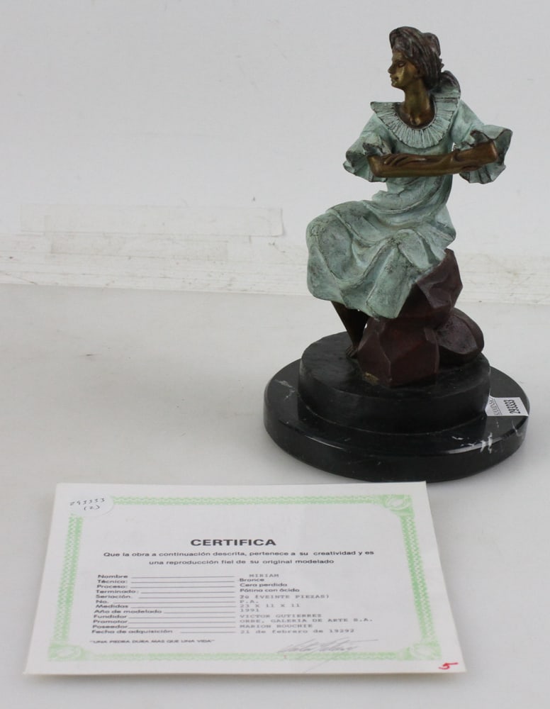 Victor Gutierrez, "Miriam", Bronze Seated Lady on Marble Base (1 of 12)