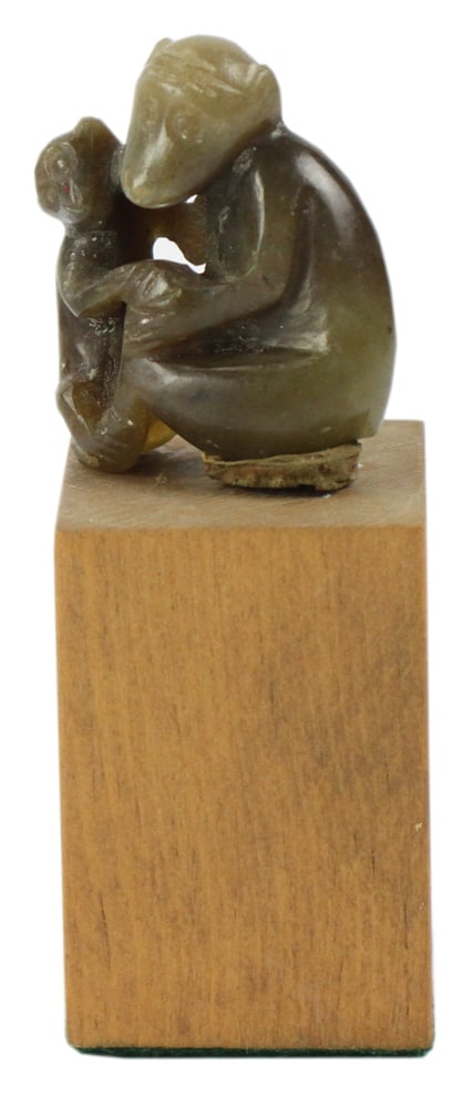 Old Chinese Jade Carving of Monkeys on Stand (1 of 7)