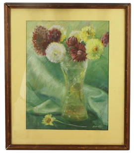 Orazio Amato, Vase of Flowers, Pastel on Paper: Orazio Amato, vase of flowers, pastel on paper, signed L/R, 19" x 14", framed 25" x 21". Provenance: Winchester, Massachusetts collection.