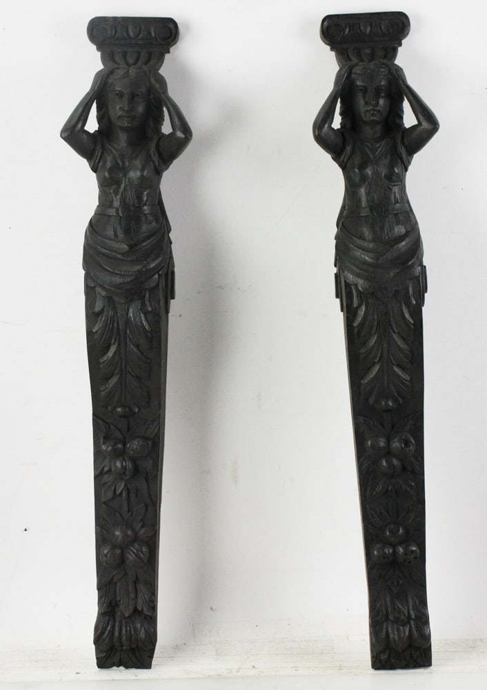 Pair of 19thC Carved Oak Wall Pillars (1 of 9)