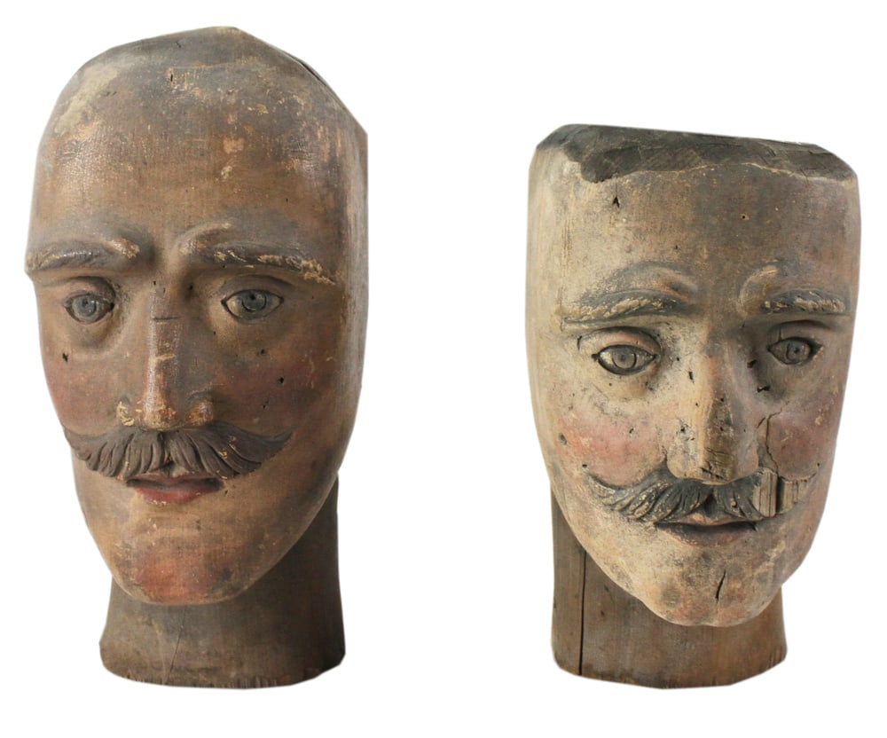 19thC Folk Art Painted Heads (1 of 10)