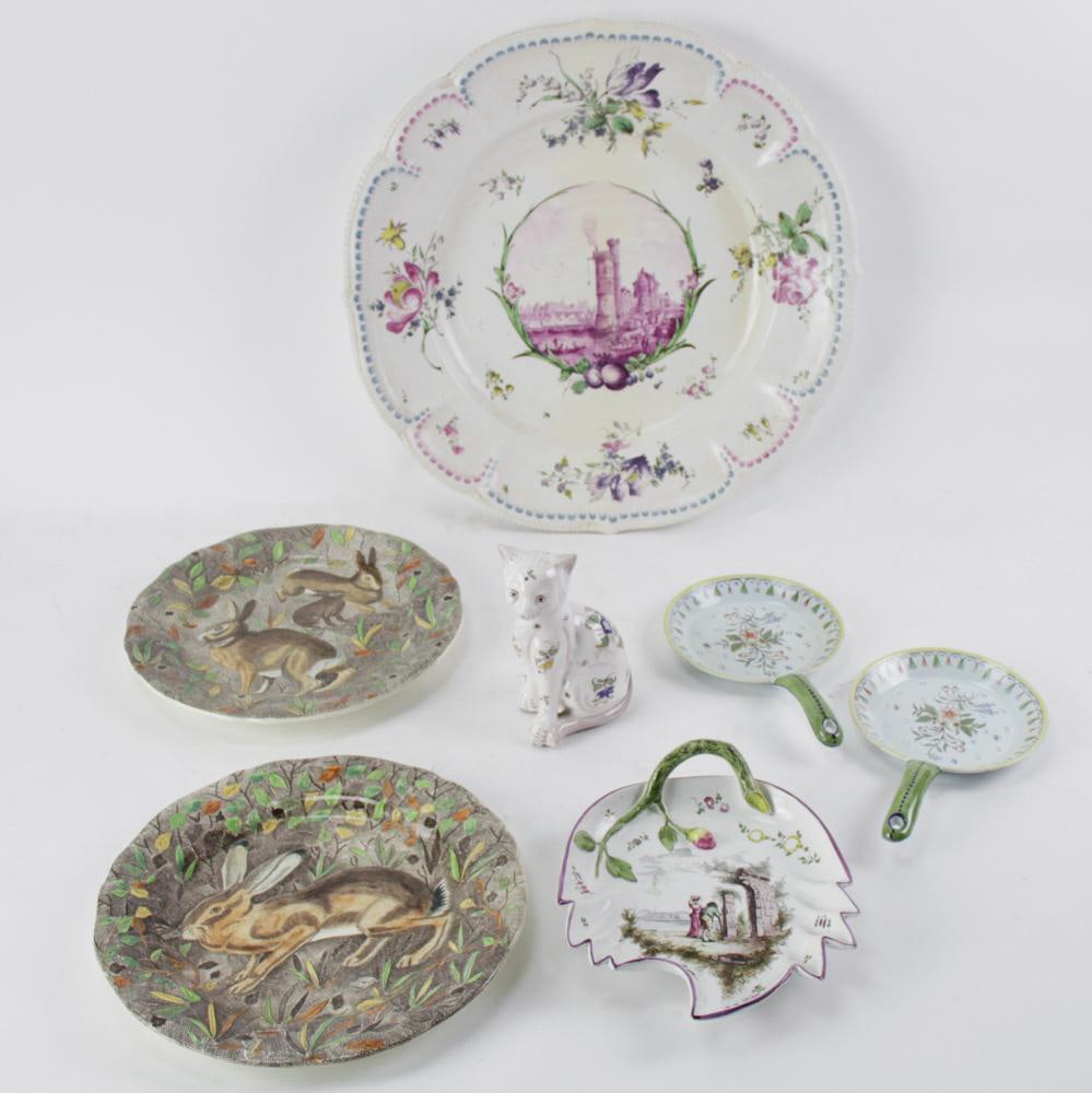 French Porcelain and Faience Gien Rambouillet Rabbit Plates (1 of 14)