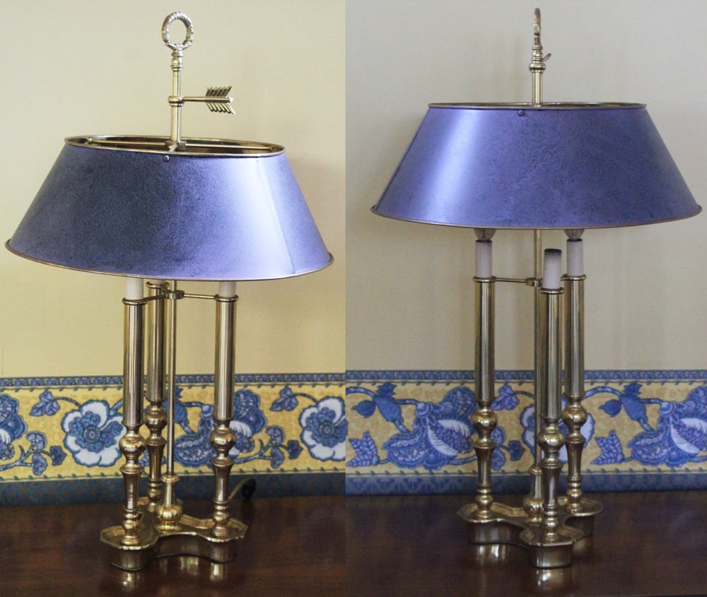 Pair of Brass 3-Light Bouillotte Lamps (1 of 11)