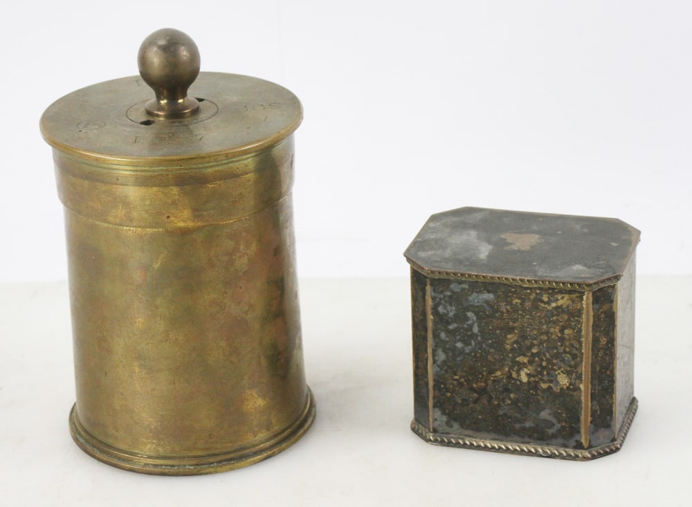 1917 WWI Brass Covered Shell, Silverplate Box (1 of 9)