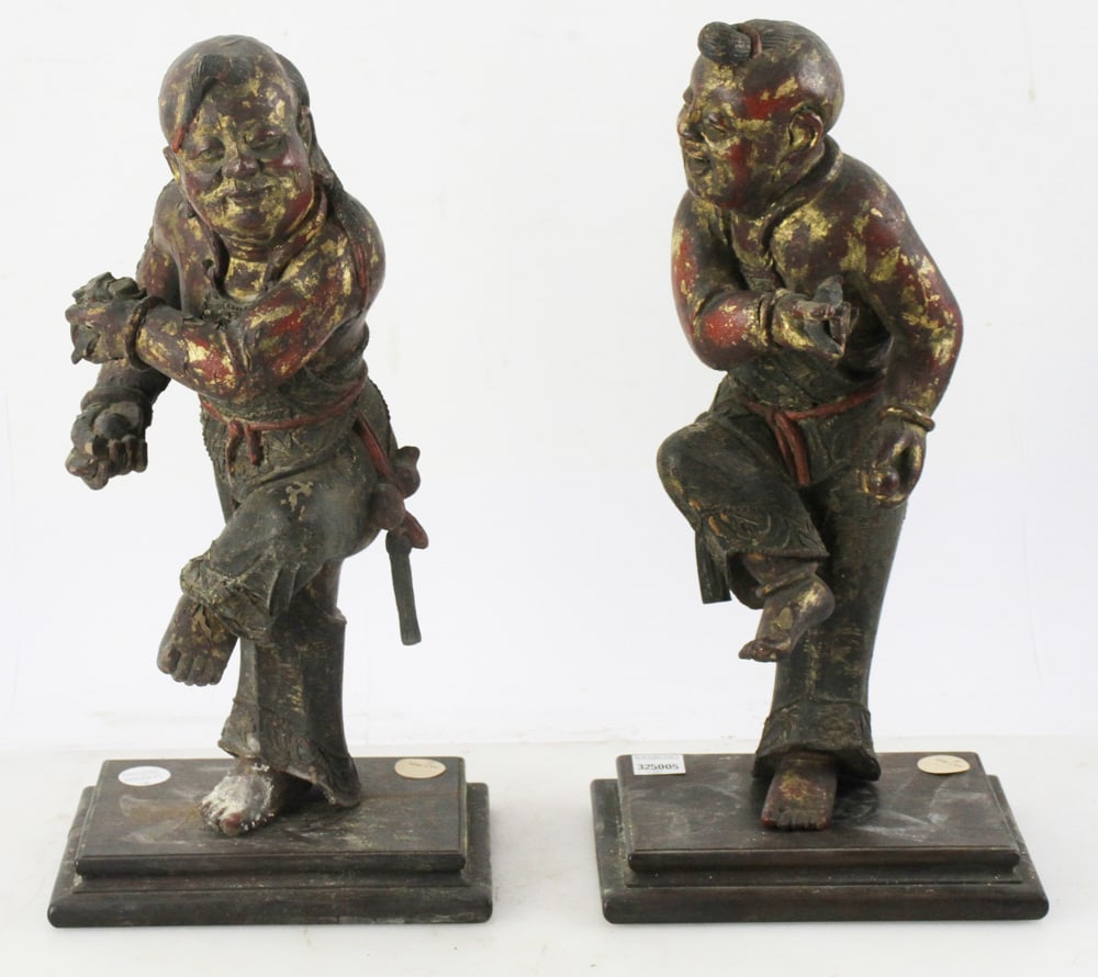 19thC Chinese Carved and Painted Dancers (1 of 9)