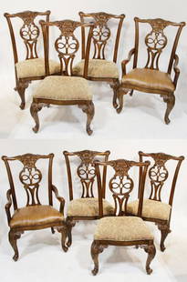 Chippendale-style Mahogany Dining Chairs: Chippendale-style mahogany dining chairs, (8) total. Provenance: Salem, Massachusetts collection.