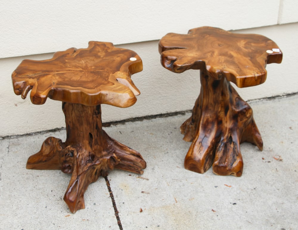 Pair of Tree Trunk Tables (1 of 10)