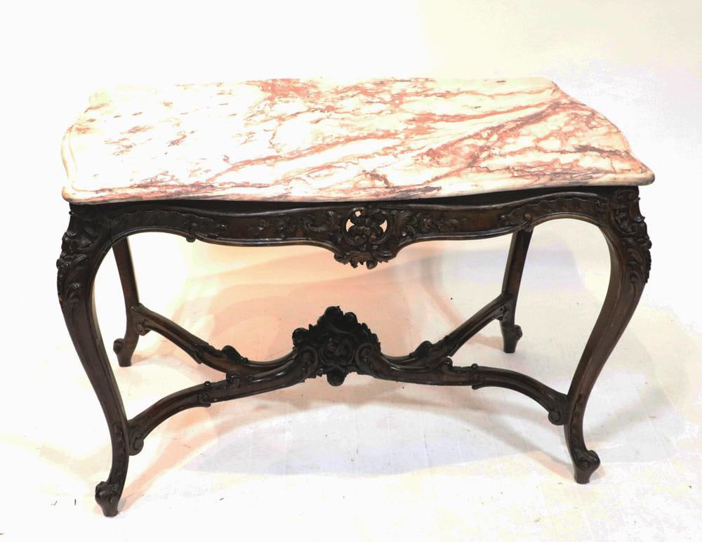 Antique Italian Carved Marble-Top Center Table (1 of 9)