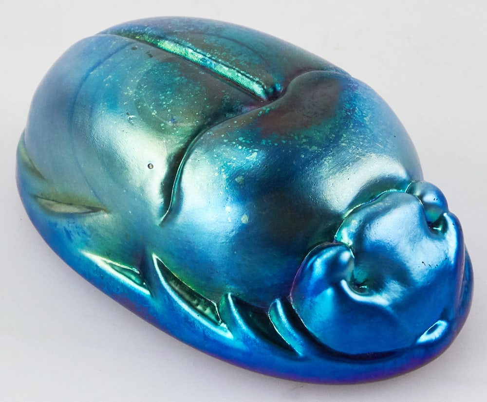 Tiffany Studios Style Iridescent Scarab Paperweight (1 of 7)