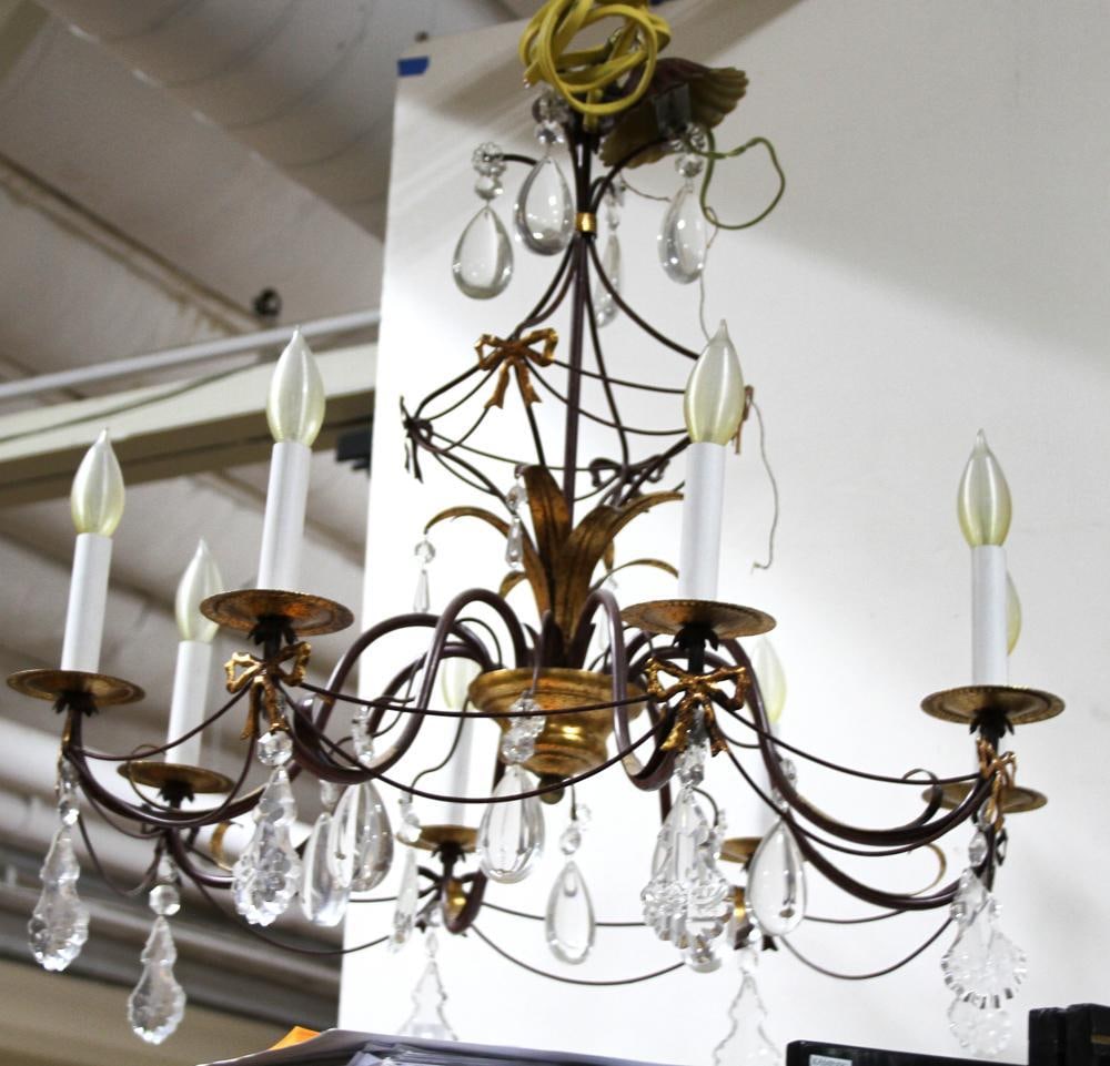 French Paint-Decorated Chandelier with Prisms (1 of 5)