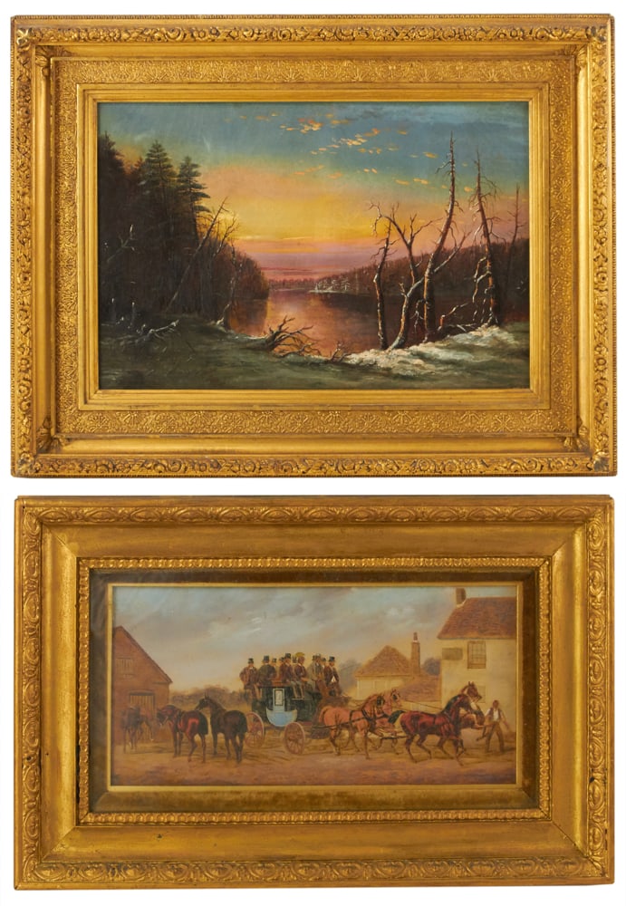 19thC American Luminous Winter Scene, Oil on Canvas: 19th century American luminous winter scene, oil on canvas, 10" x 15", in original frame 16" x 20". Provenance: Personal collection of Gary Pettersen, Victorian Brothers, Staten Isalnd, New York.