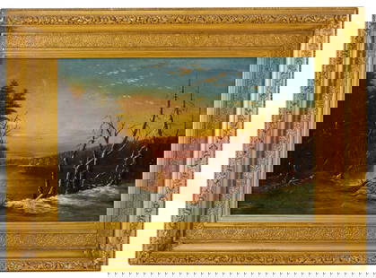 19thC American Luminous Winter Scene, Oil on Canvas: 19th century American luminous winter scene, oil on canvas, 10" x 15", in original frame 16" x 20". Provenance: Personal collection of Gary Pettersen, Victorian Brothers, Staten Isalnd, New York.