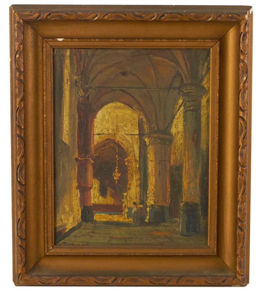 Cathedral Interior View, Oil on Canvas Board (1 of 8)
