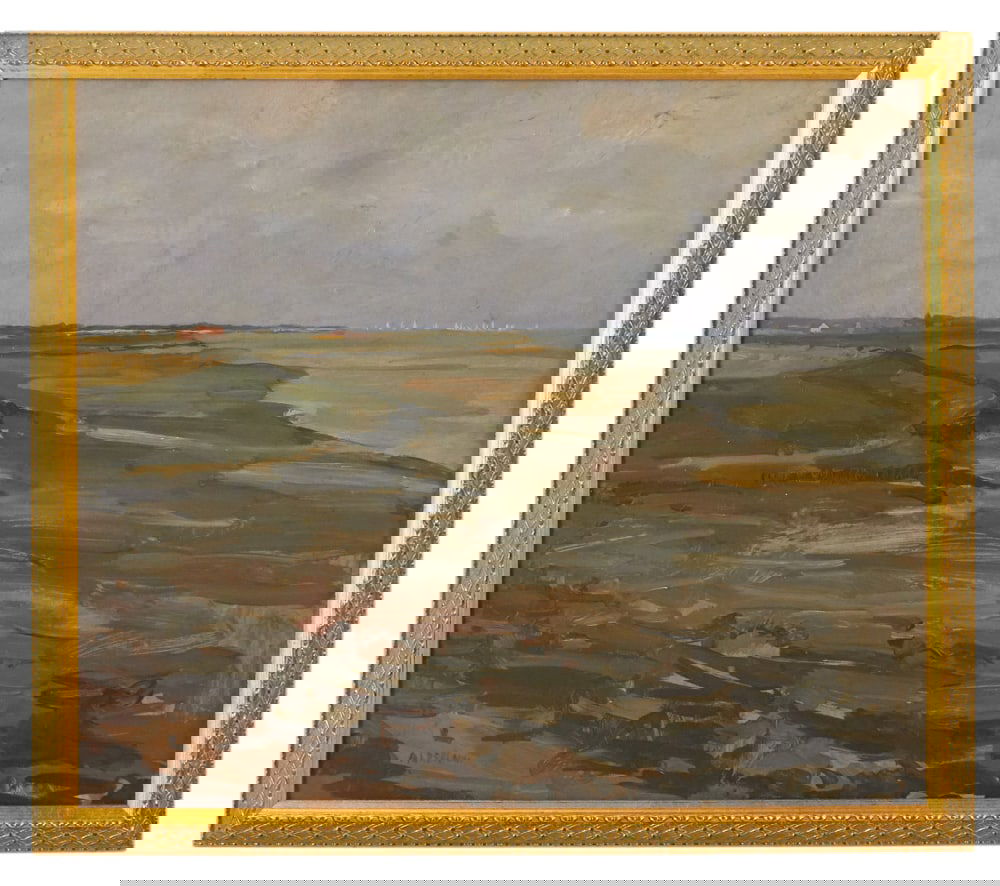 Marshes with Boats, Oil on Board, Signed (1 of 8)