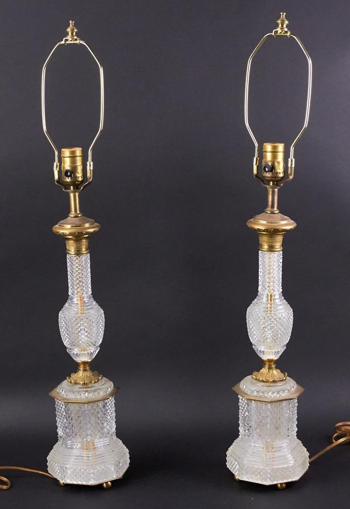 Pair of French Cut Crystal Lamps (1 of 6)