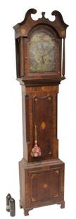 Antique J. Haywood Grandfather Clock: Antique grandfather clock made by J. Haywood, Norwich, with weight and pendulum, 91" H x 20" x 9". Provenance: Palm Beach, Florida estate.