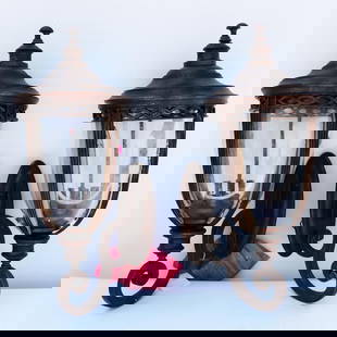 Pair of Wall Light Sconces: Pair of wall light sconces, Murry Fers Home Fashion, 32" x 14".