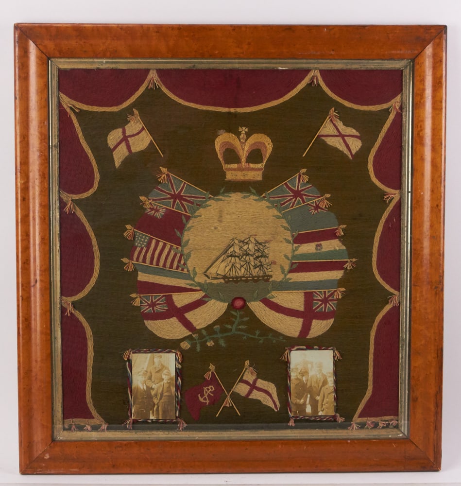 19thC British Royal Marines Sailor Woolwork (1 of 10)