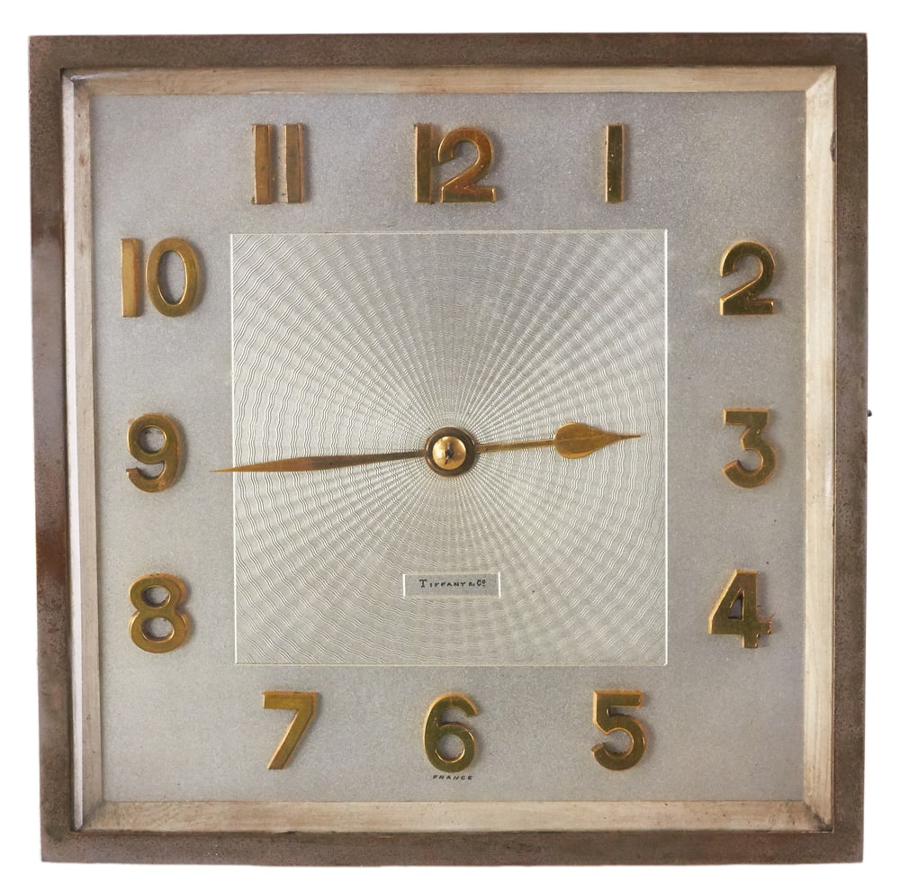 Tiffany & Co. French Clock: Tiffany & Co. French clock, 7 3/4" x 7 3/4". Provenance: The Susie Hilfiger Collection.