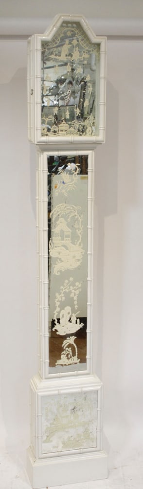 Asian-style Bamboo Tall Clock Painted White Lacquered (1 of 10)