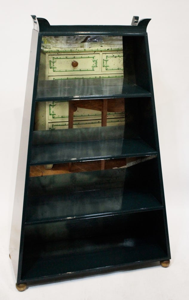 Pagoda-type Forest Green Lacquered Bookcase (1 of 7)