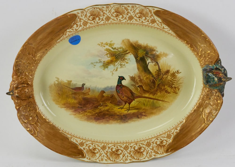 19thC English Royal Worcester Pheasant Platter (1 of 10)