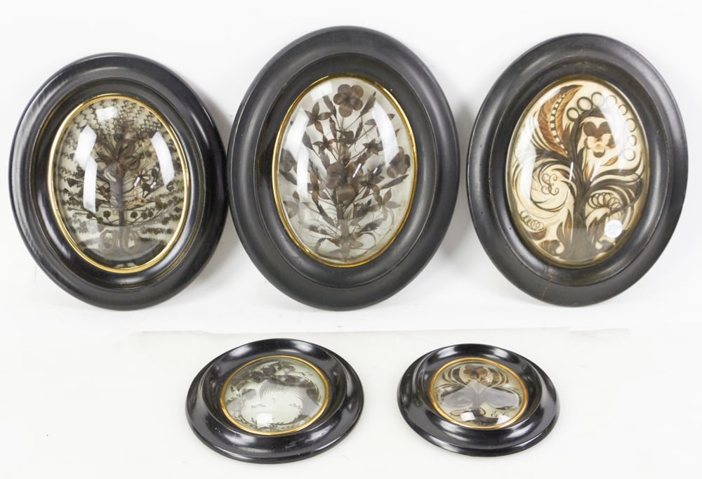 Antique and Vintage Hair Framed Floral Wall Pictures (1 of 16)