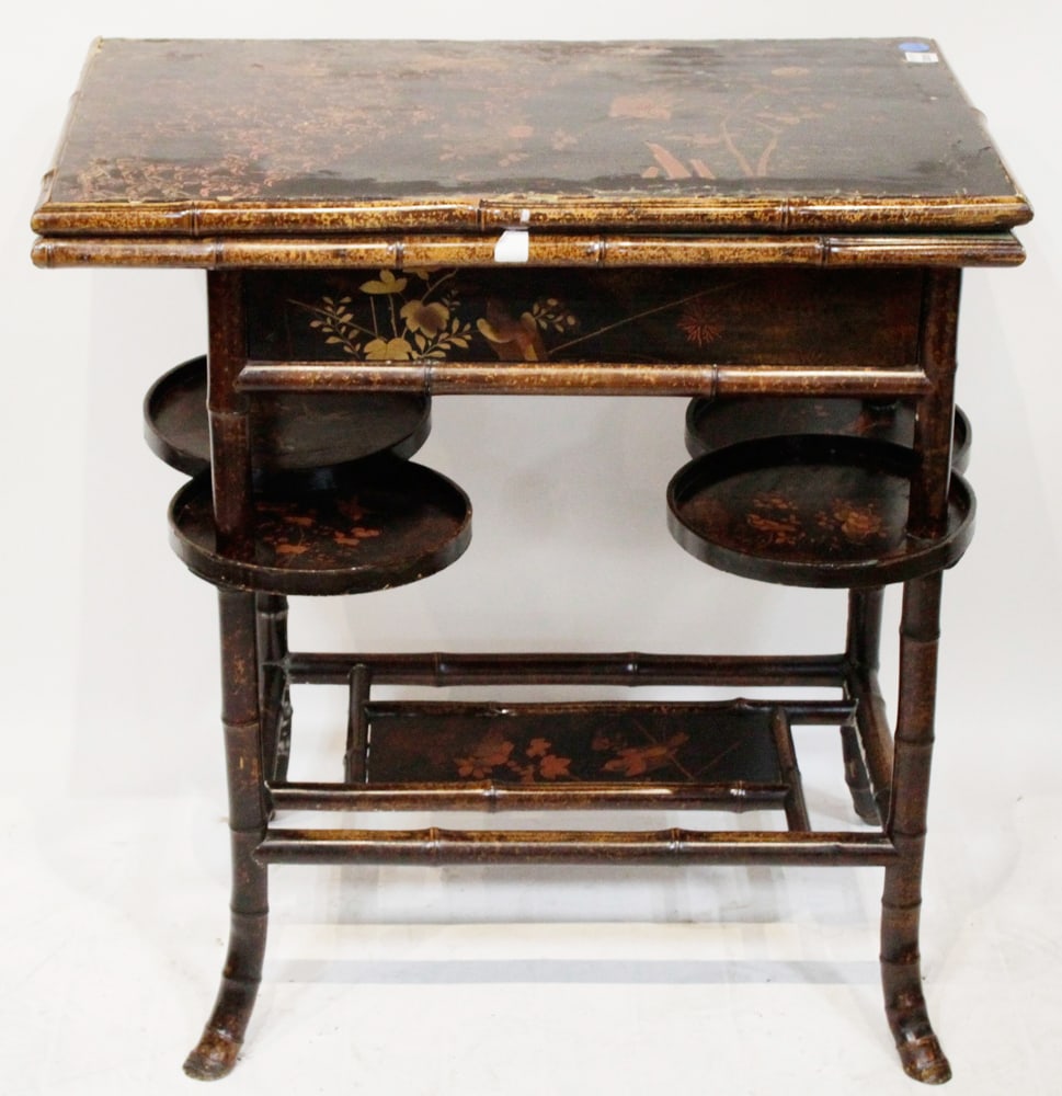 19thC Bamboo Games Table with Japanned Tops (1 of 9)