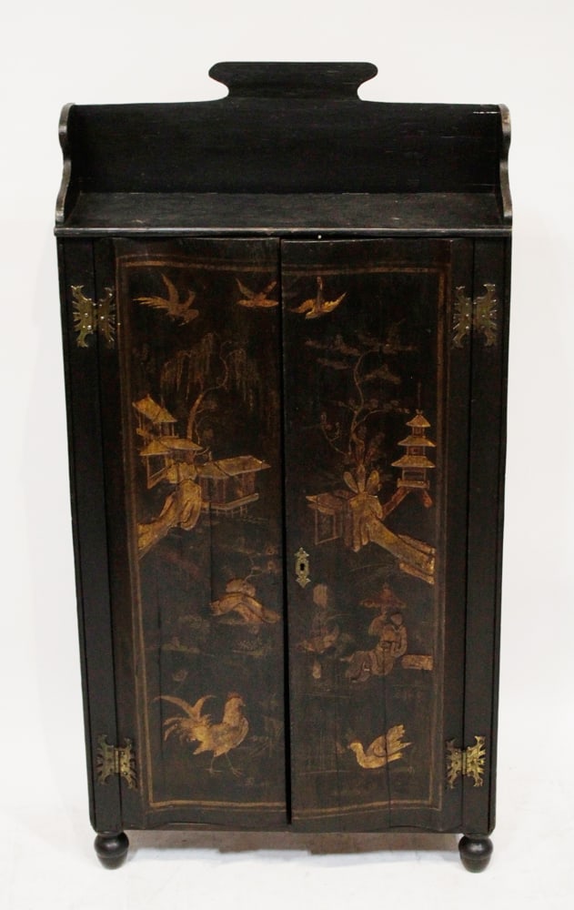 19thC English Japanned Two-Door Cabinet (1 of 7)