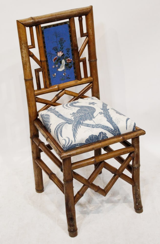 19thC Japanese Bamboo Chair with Cloisonne Panel (1 of 7)