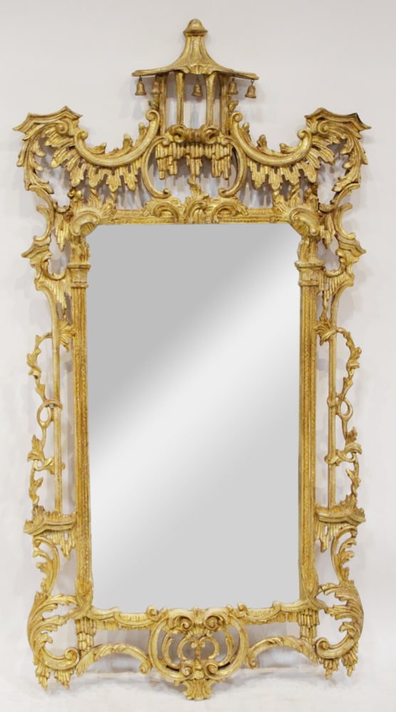 Chippendale Carved Pagoda-style Giltwood Mirror (1 of 8)