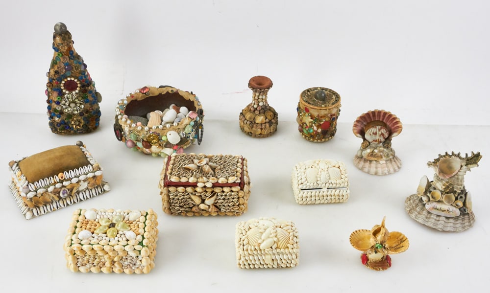 Old Shell Art Boxes, Bottle, Etc. (1 of 20)