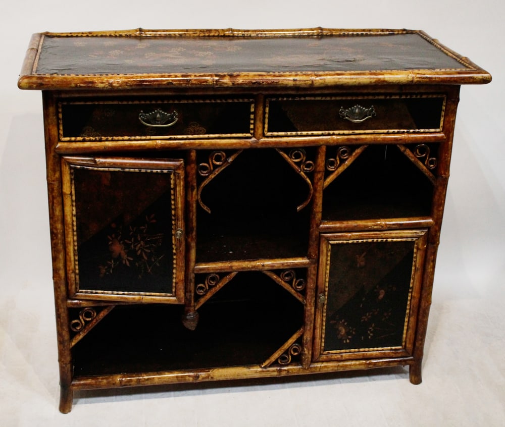 19thC Bamboo Sideboard with Japanned Lacquered Top (1 of 6)
