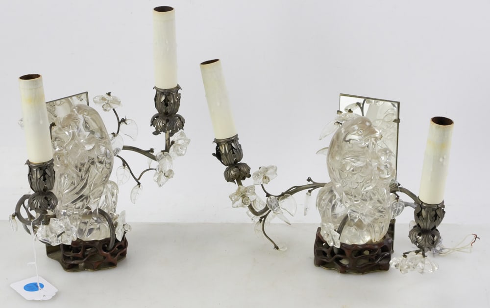 Pair of French Rock Crystal Parrot Sconces (1 of 10)