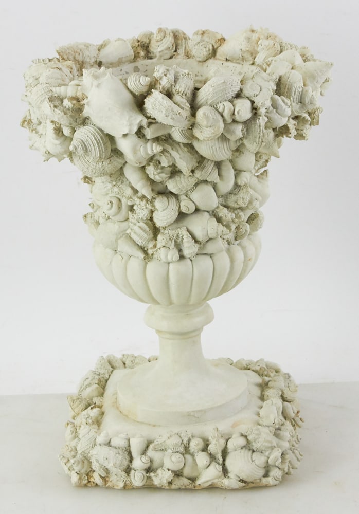 Shell Planter, Painted Resin: Shell planter, painted resin, 16" x 11". Provenance: The Susie Hilfiger Collection.
