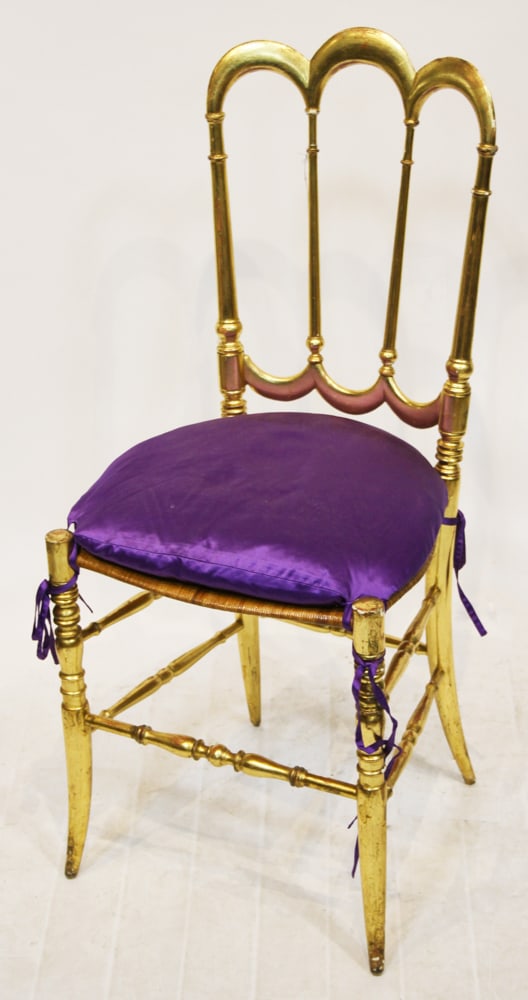 Fancy Gothic Giltwood Chair: Fancy Gothic giltwood chair, 37" H x 16" W x 15" D. Provenance: The Susie Hilfiger Collection.